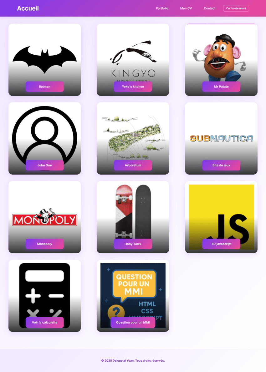 Capture d'écran du Projet n°1